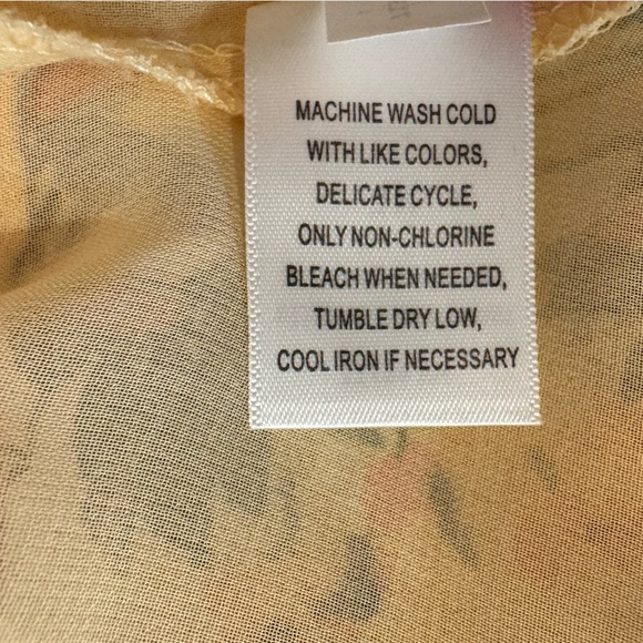 Ophelia Roe Drawstring Waist Smocked back Sundress Flounced Yellow Floral Sz XL - Picture 5 of 13